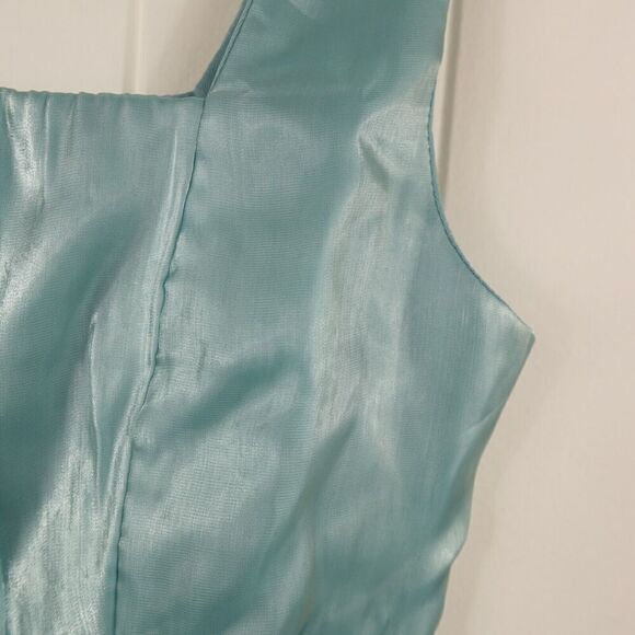 Lulus Womens Thriving Darling Shiny Sleeveless Tiered Mini Dress Large - Picture 9 of 13